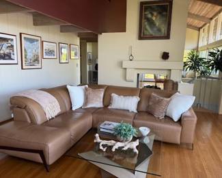 Italian Leather Reclining Sectional Sofa by Loiudiced