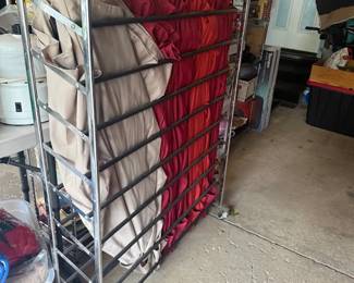 Patio umbrellas and shoe rack 