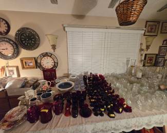 Ruby red Avon and Anchor Hocking glassware