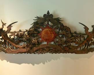 Vintage Balinese Wood Carving Panel