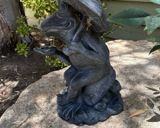 Whimsical Frog with Umbrella Garden Statue second image