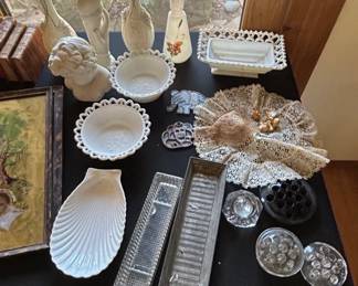 Assorted Vintage Milk Glass and Decorative Collectibles fourth image