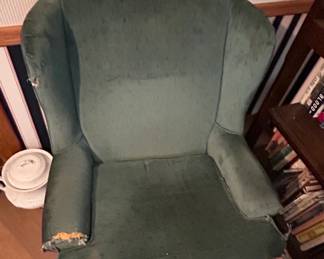 Vintage Green Velvet Wingback Armchair third image