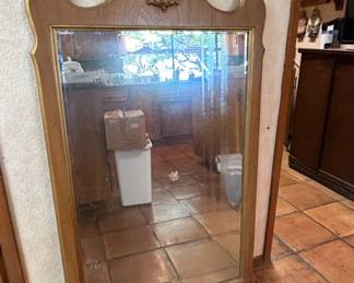 Ethan Allen Canterbury Oak Wood Colonial Style Beveled Glass Mirror
