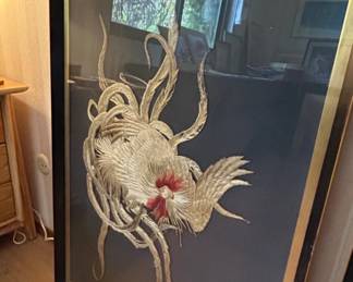 Pair of Vintage Chinese Silk Embroidered Rooster Panels third image
