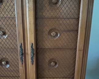 Vintage French Provincial Style Lingerie Chest with Wire Mesh Doors second image