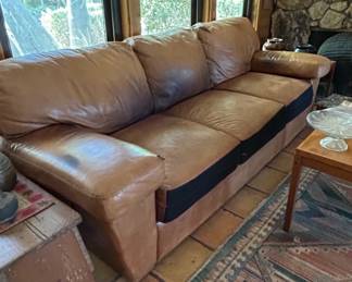 Leather and Fabric ThreeSeater Sofa