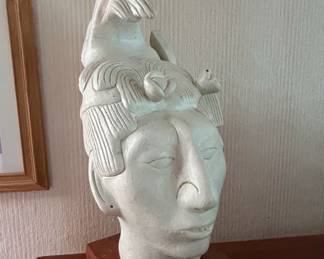 Mayan Revival Style Plaster Head Sculpture