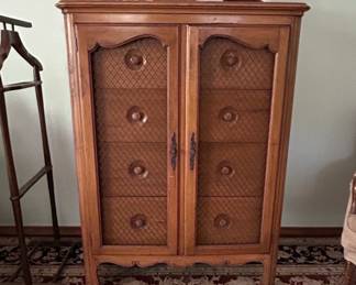 Vintage French Provincial Style Lingerie Chest with Wire Mesh Doors