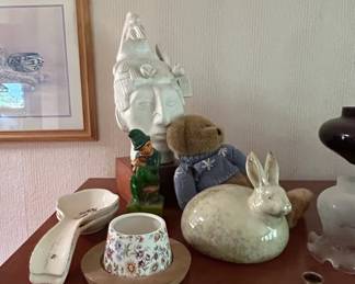 Assorted Vintage Decorative Ceramic Collection with Southwestern Vase and Rabbit Figurine third image