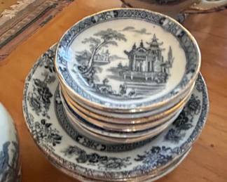 Doulton Burslem Madras Flow Blue Sauce Tureen with Underplate third image