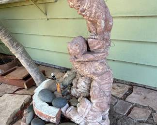 Vintage Concrete Cat Garden Fountain second image