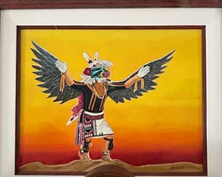 Vintage Native American Eagle Kachina Dancer Painting by Edmond 