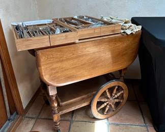 Vintage Kling Colonial Drop Leaf Bar Cart