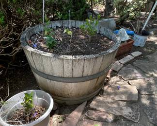 Reclaimed Oak HalfWhiskey Barrel Planter