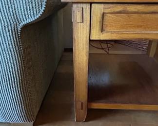 Mission Style Quarter Sawn Oak End Table with Drawer and Shelf third image