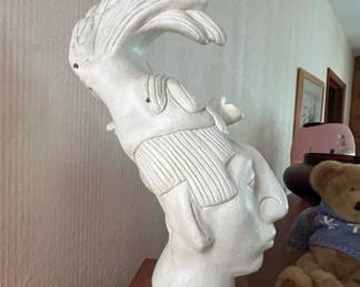 Mayan Revival Style Plaster Head Sculpture second image