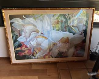 Large Framed Floral Orchid Print by Elizabeth Horning