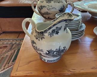 Doulton Burslem Madras Flow Blue Sauce Tureen with Underplate second image