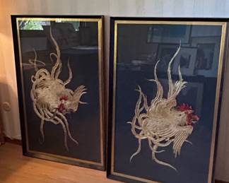 Pair of Vintage Chinese Silk Embroidered Rooster Panels fourth image