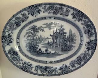 Royal Doulton Madras Flow Blue Transferware Plates and Platter second image