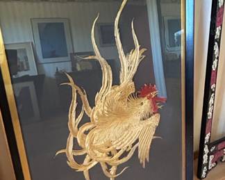 Pair of Vintage Chinese Silk Embroidered Rooster Panels second image