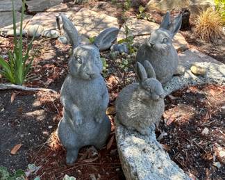 Cast Stone Rabbit Garden Planter Set second image