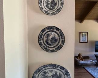 Royal Doulton Madras Flow Blue Transferware Plates and Platter