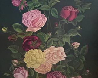 Vintage Floral Still Life Oil Painting of Roses second image