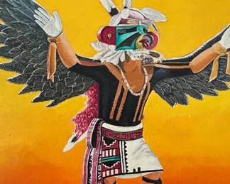 Vintage Native American Eagle Kachina Dancer Painting by Edmond  second image