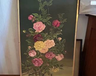 Vintage Floral Still Life Oil Painting of Roses