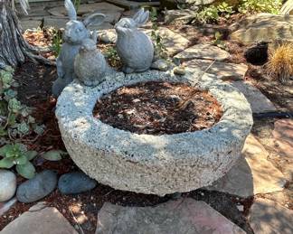 Cast Stone Rabbit Garden Planter Set