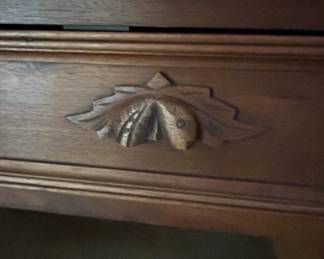Antique Victorian Oak Washstand with Carved Foliate Pulls third image