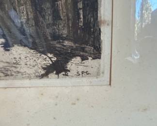 Vintage European Street Scene Etching second image