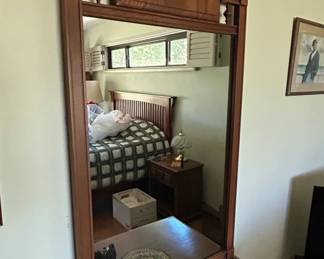 Vintage Oak Bedroom Dresser with Mirror and Hutch Top by Thomasville fifth image