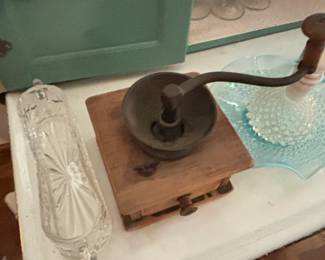 Vintage Wood and Cast Iron Coffee Grinder