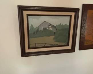 Barn Landscape Oil Painting