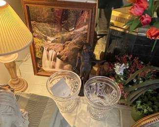 Pair of Vintage Cut Crystal Vases