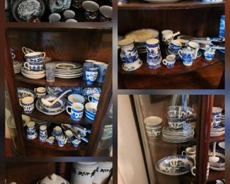 Blue willow, Churchill,  Japan, and unmarked