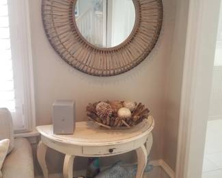 Demilune table; gorgeous mirror