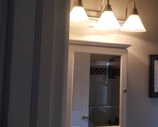 Vanity lights; mirrored medicine cabinet