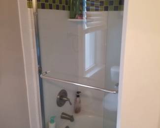 Glass shower doors for tub