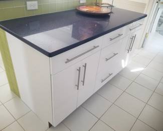 Kitchen island detail. Beautiful blue countertops