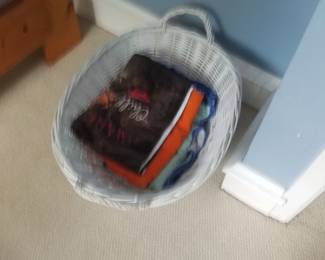 Wicker basket; towels