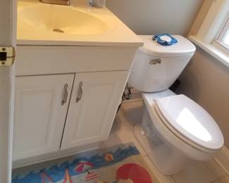 Bath vanity; toilet