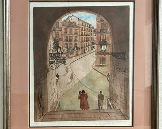 1989 Signed and numbered print by Sabatacha- "Arco de Cuchilleros Madrid- 69/75