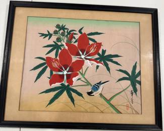 Vintage Chinese painting on linen