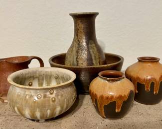 Lot of handmade studio pottery