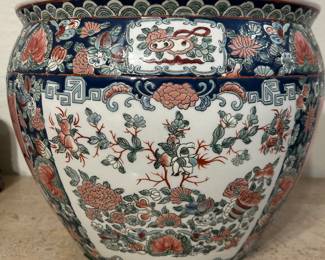 Vintage Chinese fishbowl planter 