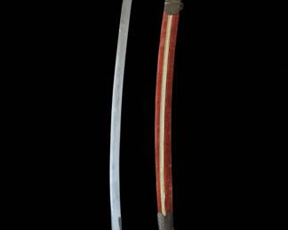 Indian Talwar Sword with Brass Hilt and Red Velvet Scabbard